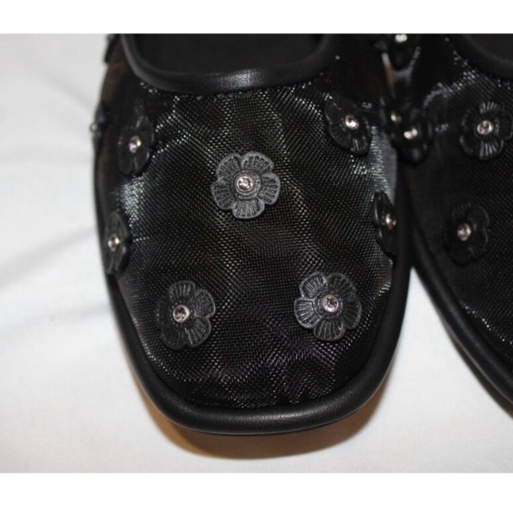 NEW WITH BOX COACH WOMEN'S EMILIA MARY JANE BALLET FLATS BLACK  MESH SZ 10‎ - Picture 4 of 11